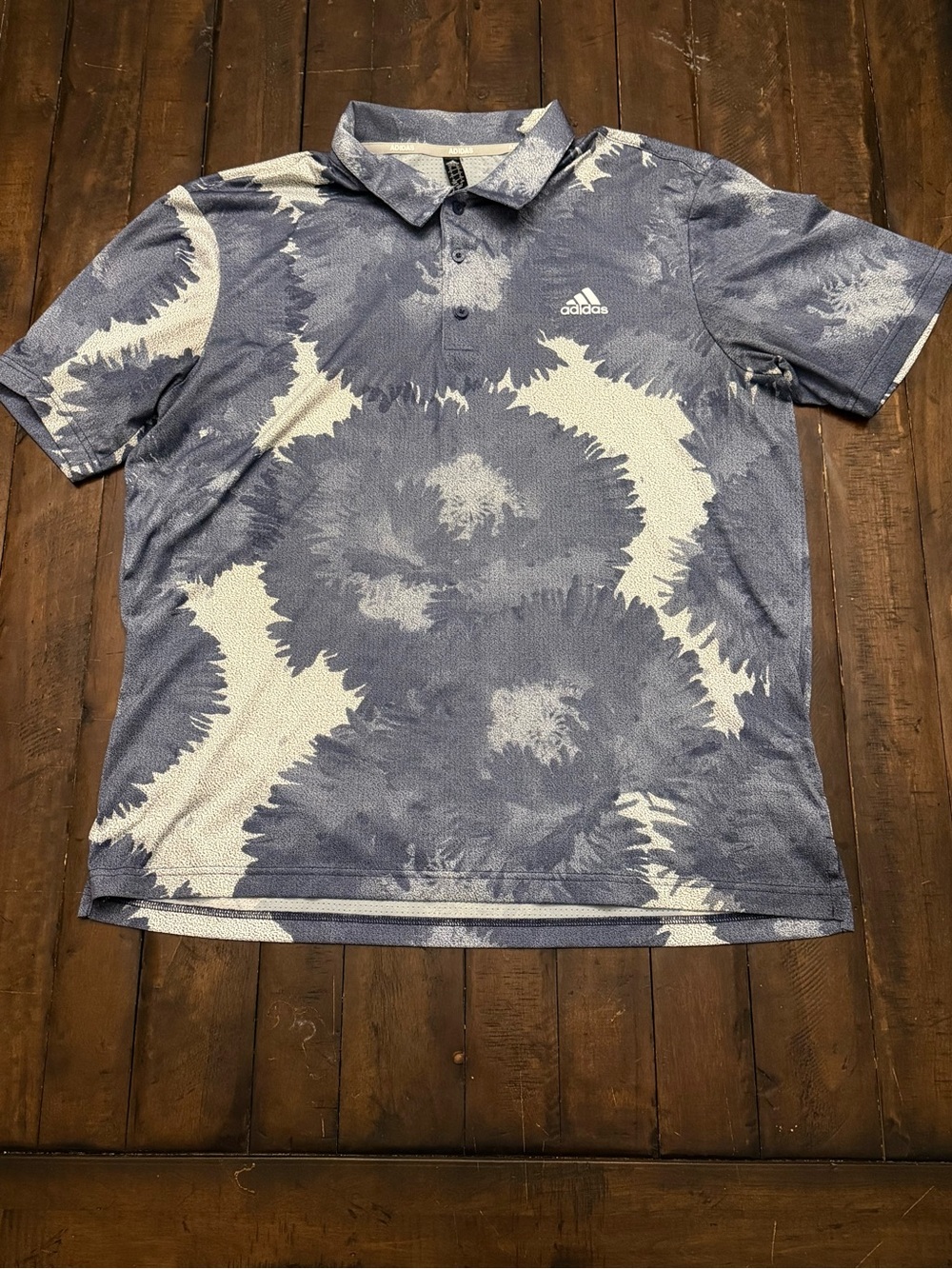 Adidas Golf Performance Polo Men's XL Navy Cream Abstract Floral Burst Print